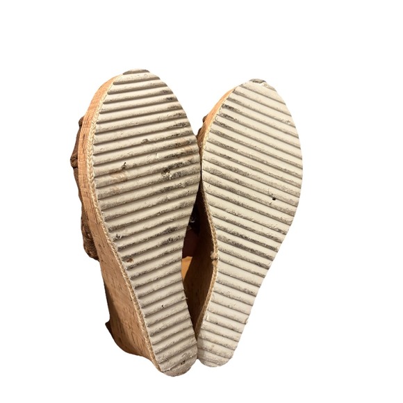 Not Rated Womens Sandals Sz 10 Cork Brown Wedge Sandal Gladiator Slingback - Picture 6 of 6